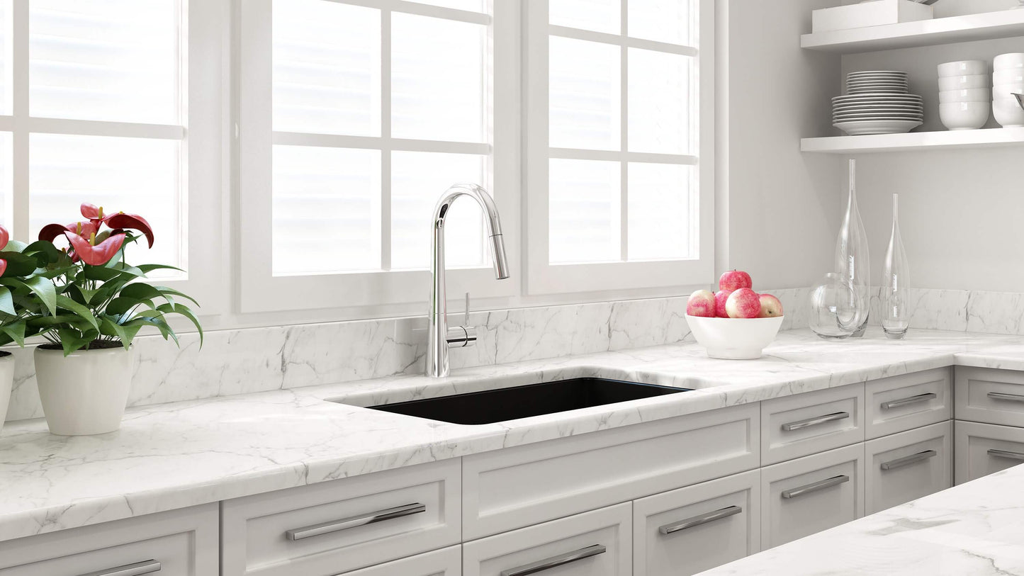 KIT - Cuisine 81x48 Inset / Undermount Fireclay Sink - Matte Black