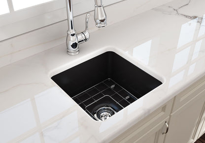 Cuisine 46x46 Inset / Undermount Fireclay Sink - Matte Black