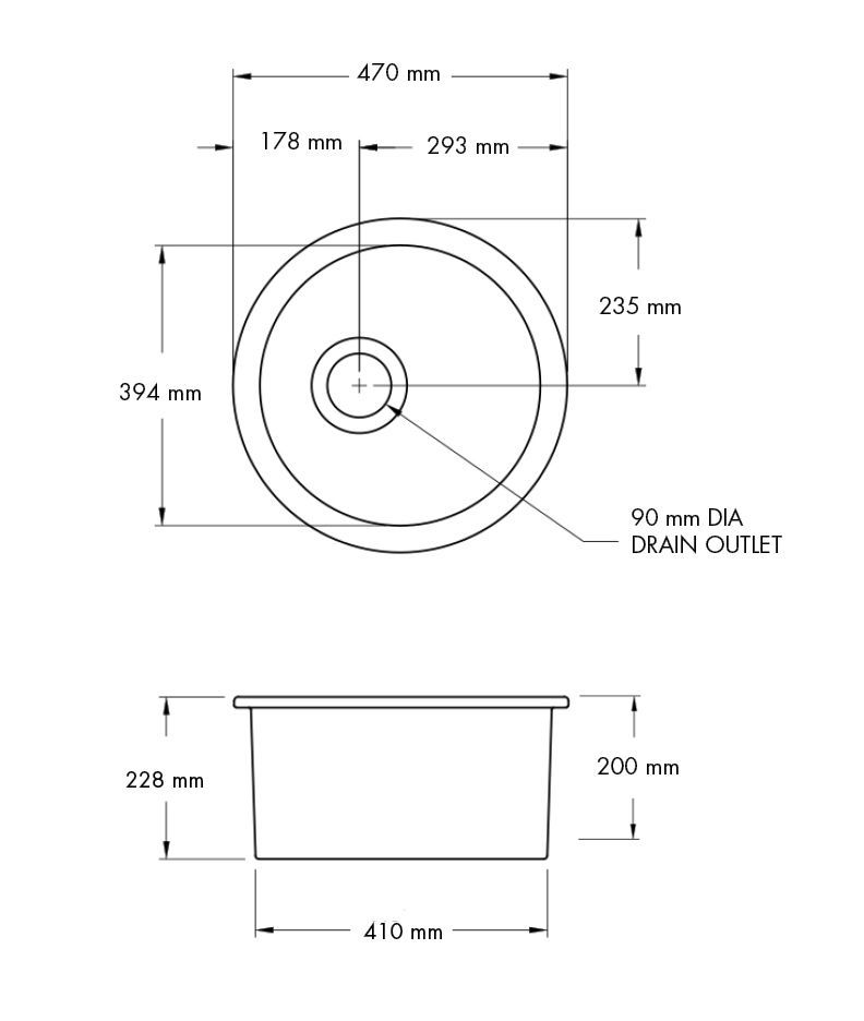 Cuisine Round 47 Inset / Undermount Fireclay Sink - Matte White
