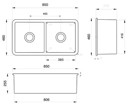KIT - Cuisine 85x46 Inset / Undermount (Overflow) – Gloss White