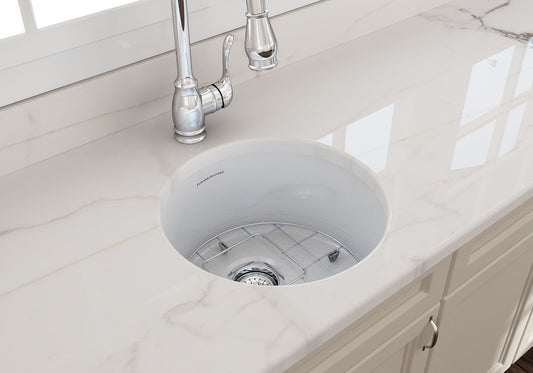 Cuisine Round 47 Inset / Undermount Fireclay Sink - Matte White