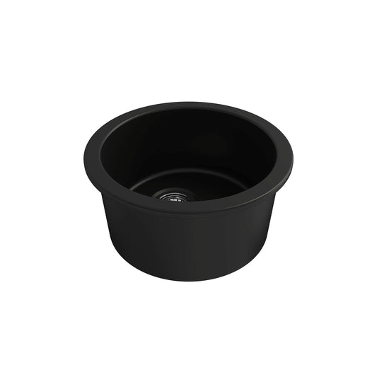 KIT - Cuisine Round 47 Inset / Undermount Fireclay Sink - Matte Black