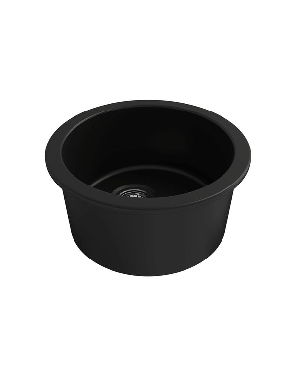KIT - Cuisine Round 47 Inset / Undermount Fireclay Sink - Matte Black