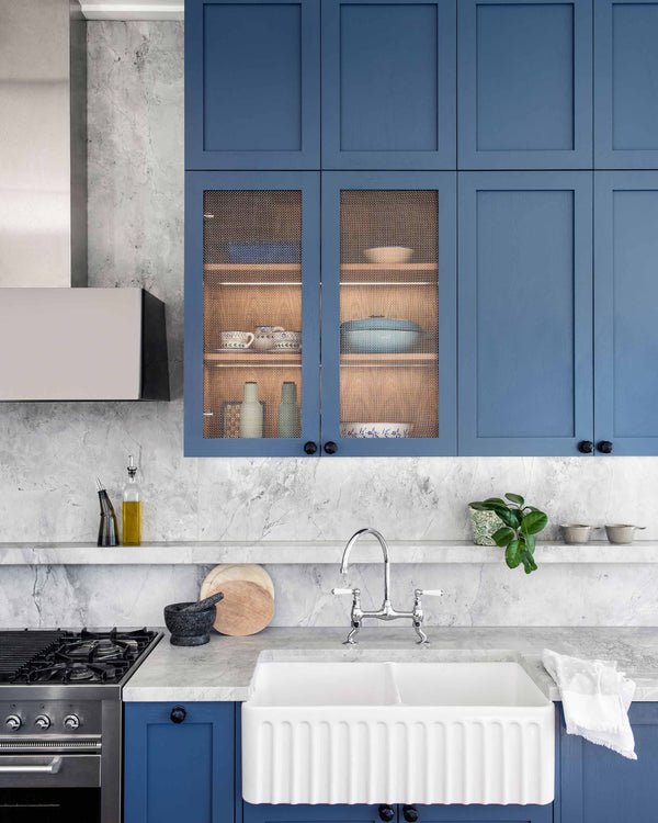 Novi 85x46 Double Bowl Fireclay Butler Sink - Gloss White