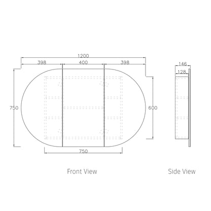Bondi 1200x750 Black Oak Shaving Cabinet