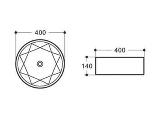 Starz Round 400x400x140 Black Basin