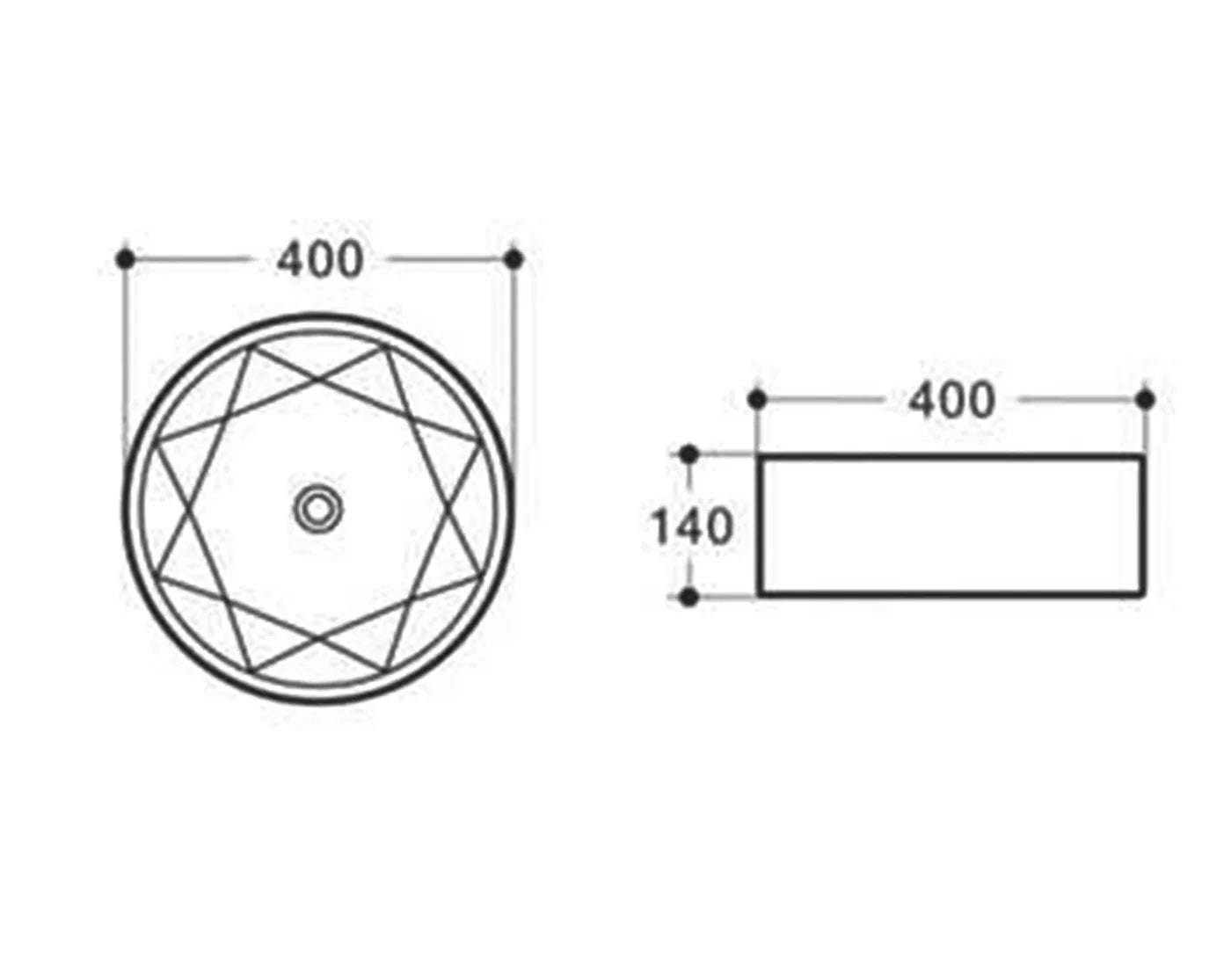 Starz Round 400x400x140 Matt Gold Basin