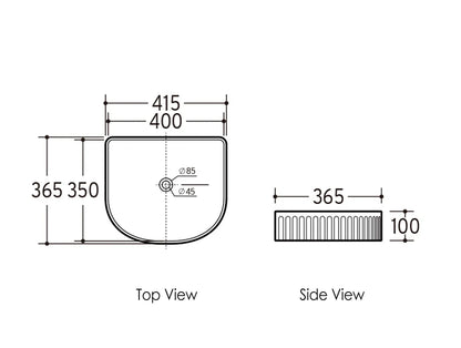 Archie 415x365x100 Matte White Fluted Basin