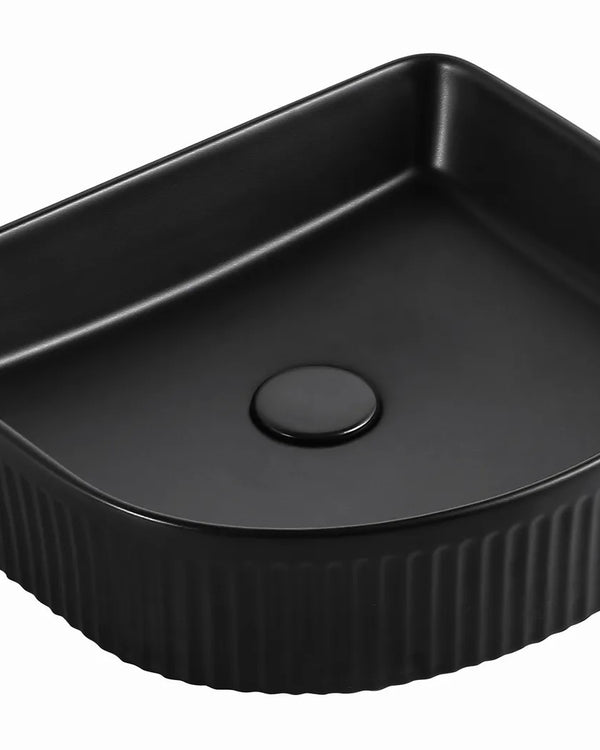 Archie 415x365x100 Matte Black Fluted Basin