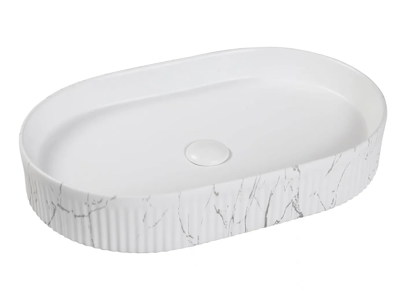 Kensington Oval 580x360x120 Matte White Carrara Basin