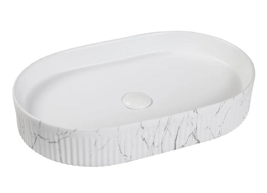 Kensington Oval 580x360x120 Matte White Carrara Basin