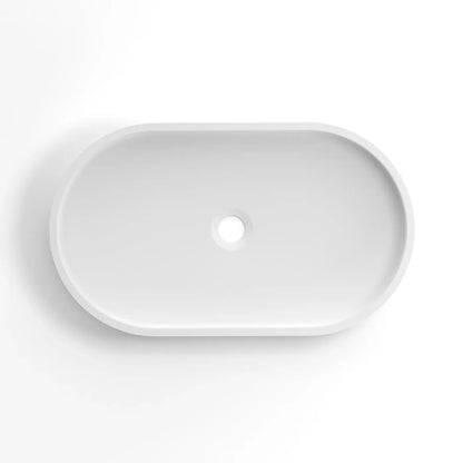 Hudson Oval 600x350x120 Concrete Fluted White Basin