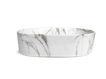 Quay Oval 500x340x120 Gloss Carrara Basin