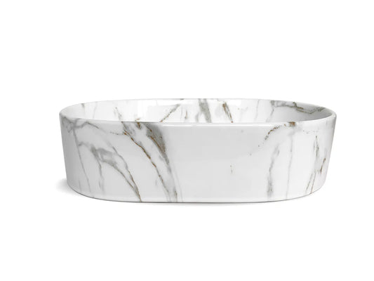 Quay Oval 500x340x120 Gloss Carrara Basin