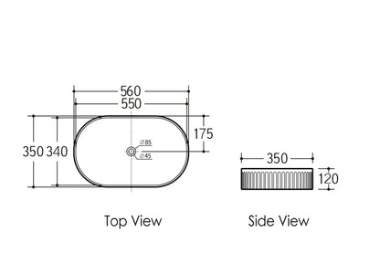 Kensington Oval 560x350x120 Matte White Basin