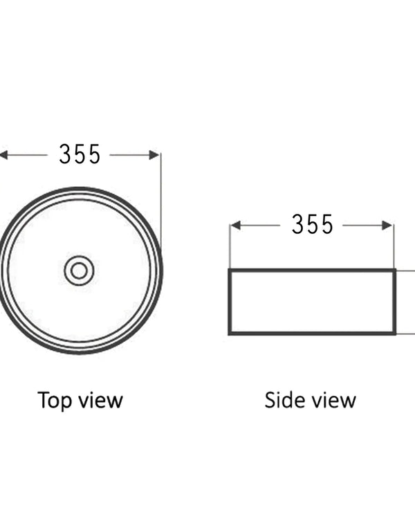 Artis 88 355x355x120 Matte Black & Gloss White Basin