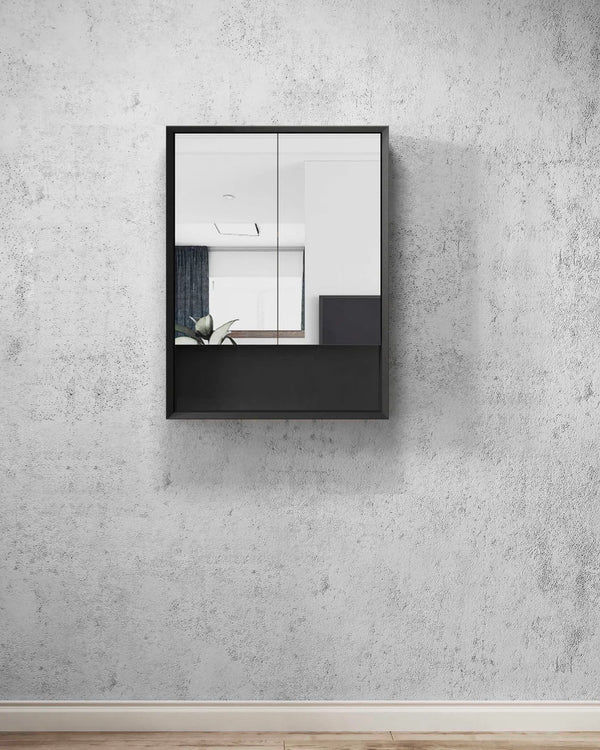 Marlo 600x800 Matte Black Shaving Cabinet