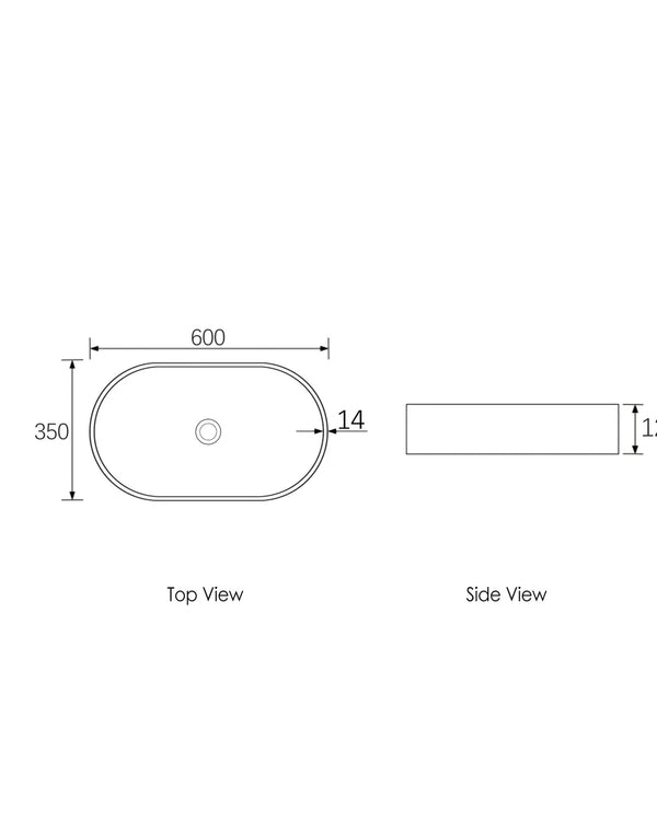 Clayton Oval 600x350x120 Concrete Linen Basin