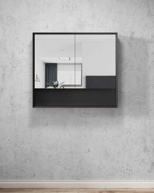 Marlo 900x800 Matte Black Shaving Cabinet