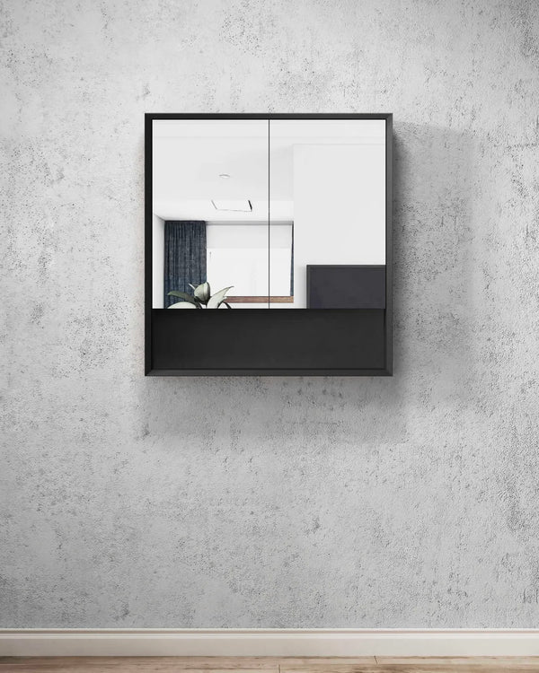 Marlo 750x800 Matte Black Shaving Cabinet