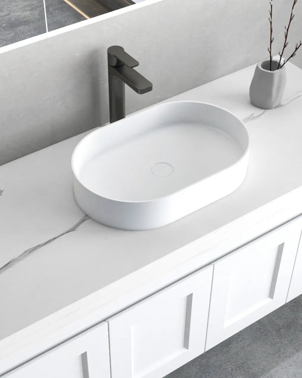 Noosa Solid Surface 585x385x110 Matte White Basin NF