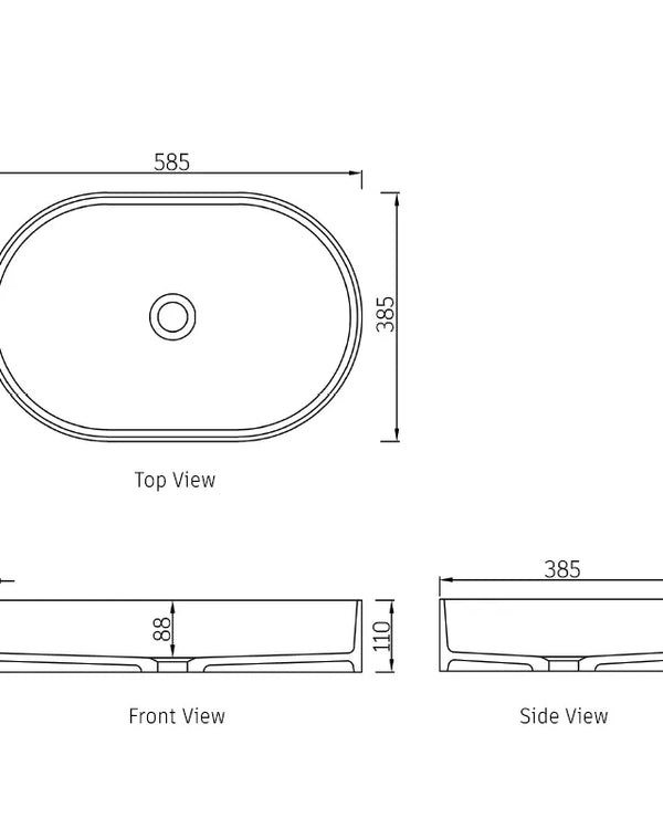 Noosa Solid Surface 585x385x110 Matte White Basin NF