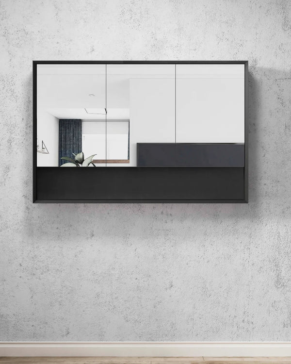 Marlo 1200x800 Matte Black Shaving Cabinet