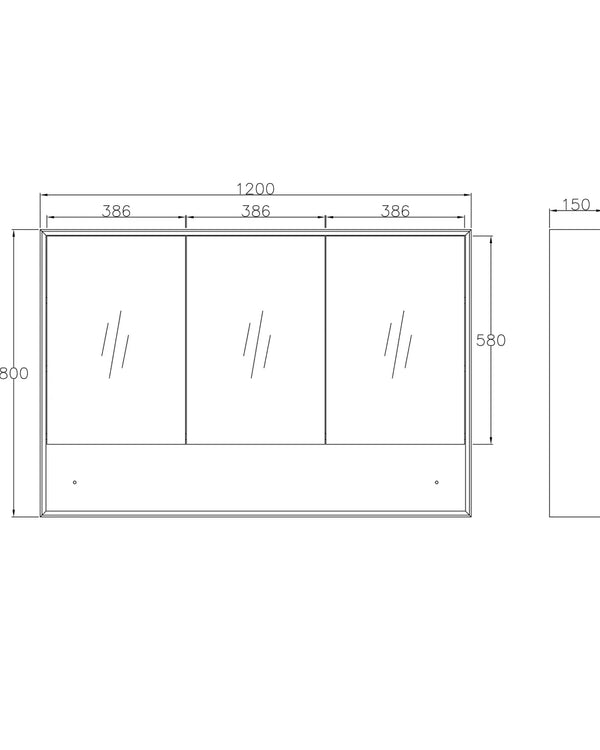 Marlo 1200x800 Matte Black Shaving Cabinet