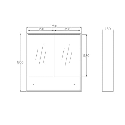 Byron 750x800 Natural Oak Shaving Cabinet