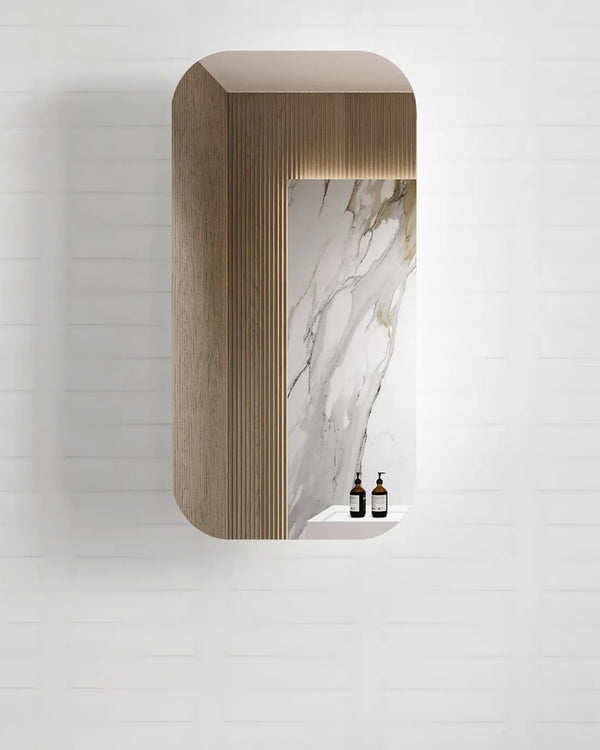 Newport 900x450 Natural Oak Shaving Cabinet