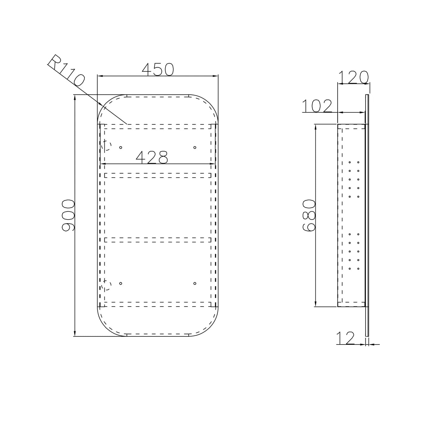 Newport 900x450 Natural Oak Shaving Cabinet