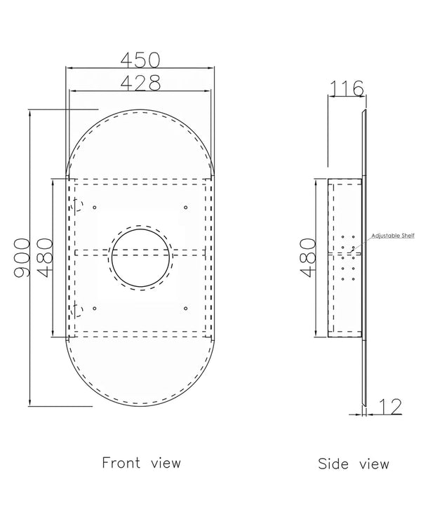 Noosa 900x450 White Shaving Cabinet