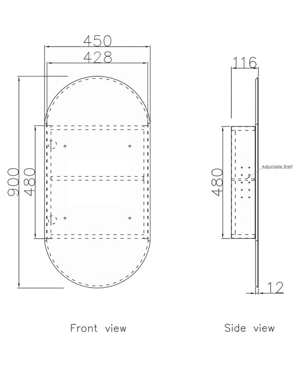 Noosa 900x450 Black Oak Shaving Cabinet