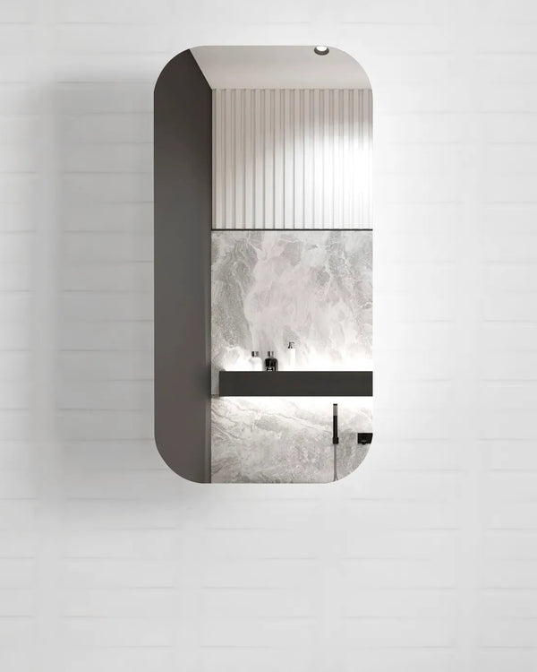 Newport 900x450 Black Oak Shaving Cabinet