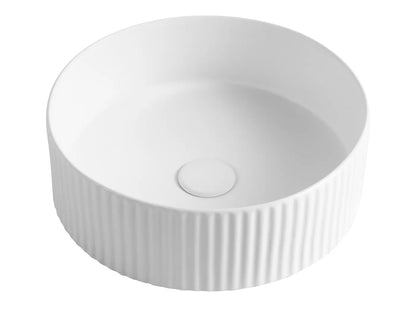Marlo Round 400x400x120 Matte White Fluted Basin