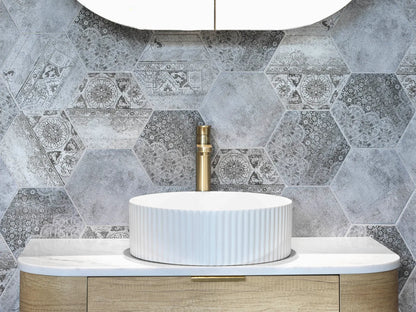 Marlo Round 400x400x120 Matte White Fluted Basin