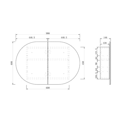 Bondi 900x600 White Shaving Cabinet