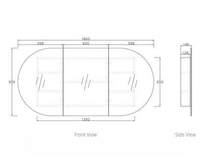 Bondi 1800x900 White Shaving Cabinet