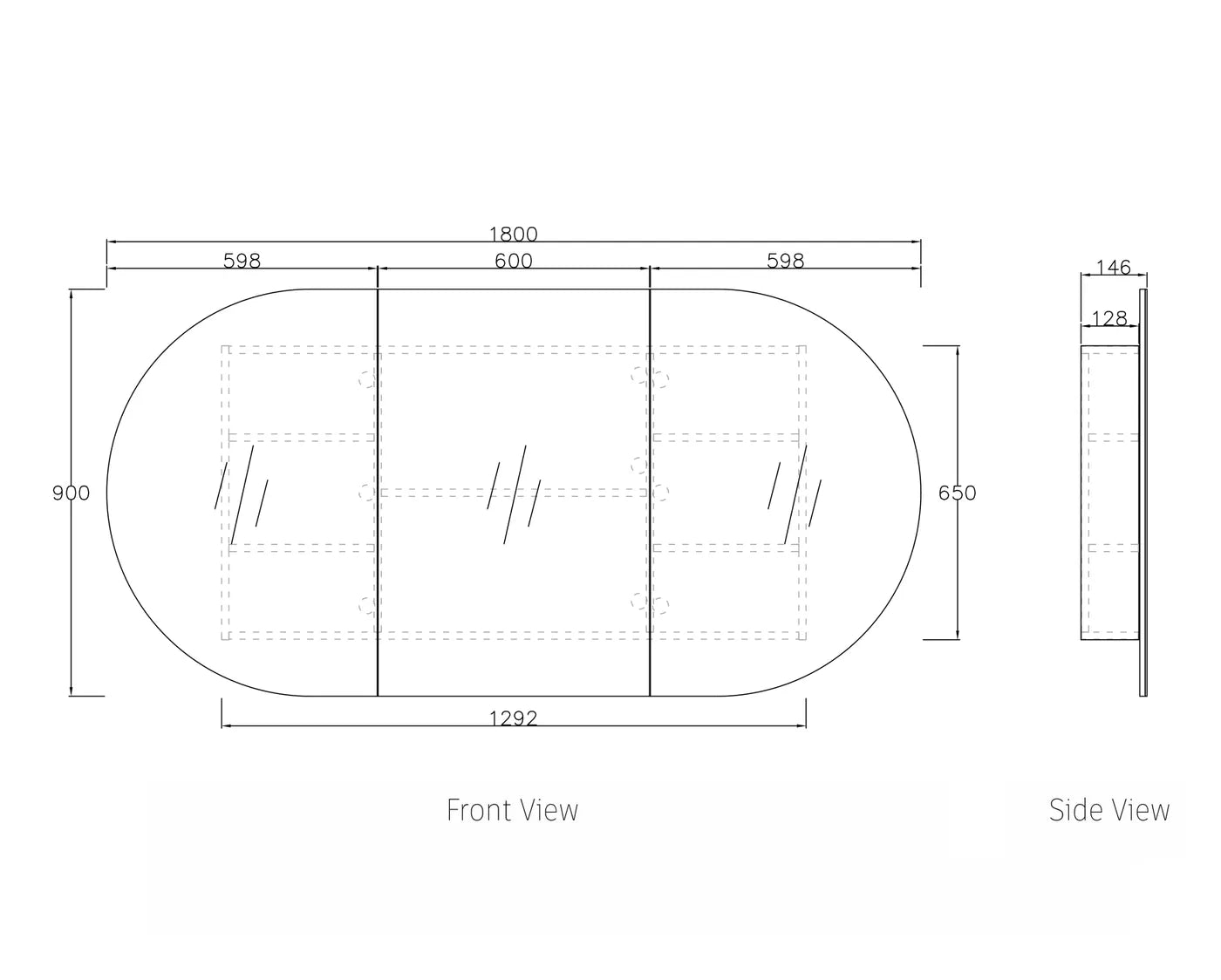 Bondi 1800x900 Natural Oak Shaving Cabinet