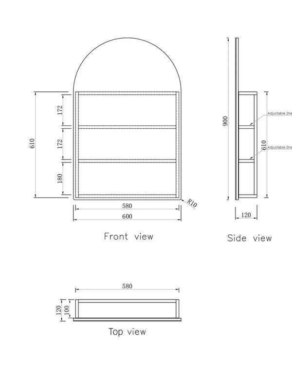 Archie 900mm Black Oak Shaving Cabinet