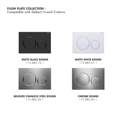 Narva Rimless Floor Pan with Thick seat, Inwall Cistern & Brushed Stainless Steel Button