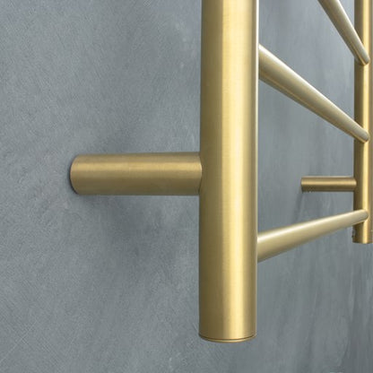 Brushed Gold 750 x 550mm Rnd Heated Towel Rail LEFT