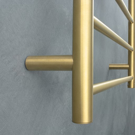 Brushed Gold 750 x 550mm Rnd Heated Towel Rail RIGHT