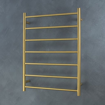 Brushed Gold 600 x 800mm Rnd Heated Towel Rail RIGHT
