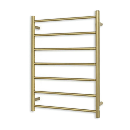 Brushed Gold 600 x 800mm Rnd Heated Towel Rail LEFT