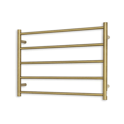 Brushed Gold 750 x 550mm Rnd Heated Towel Rail RIGHT