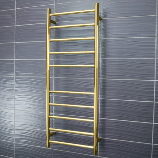 Brushed Gold 430 x 1100mm Rnd Heated Towel Rail RIGHT