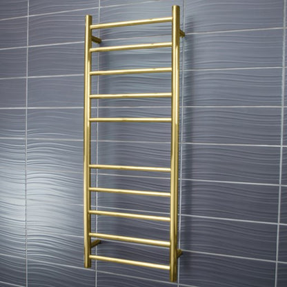 Brushed Gold 430 x 1100mm Rnd Heated Towel Rail RIGHT