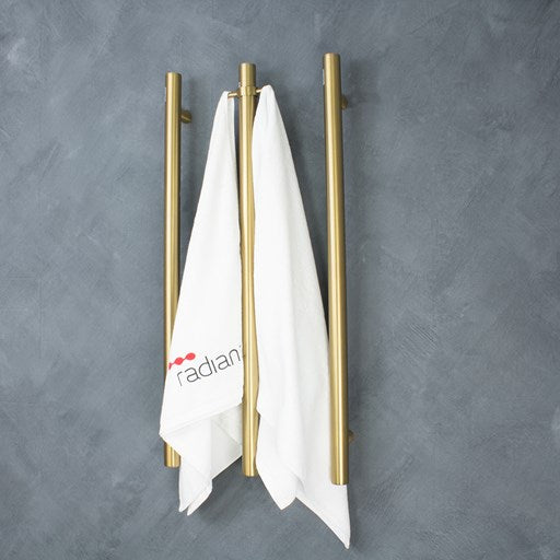 Vertical Single Heated Towel Rail 40 x 950mm Brushed Gold