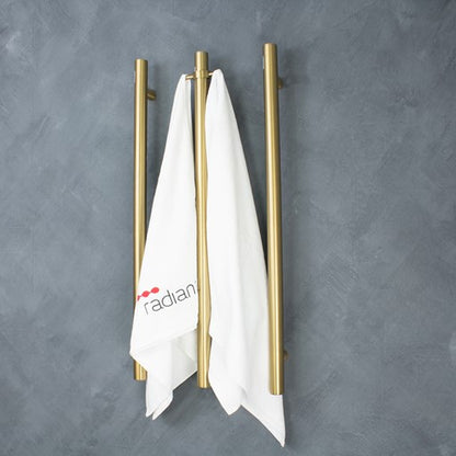 Vertical Single Heated Towel Rail 40 x 950mm Brushed Gold